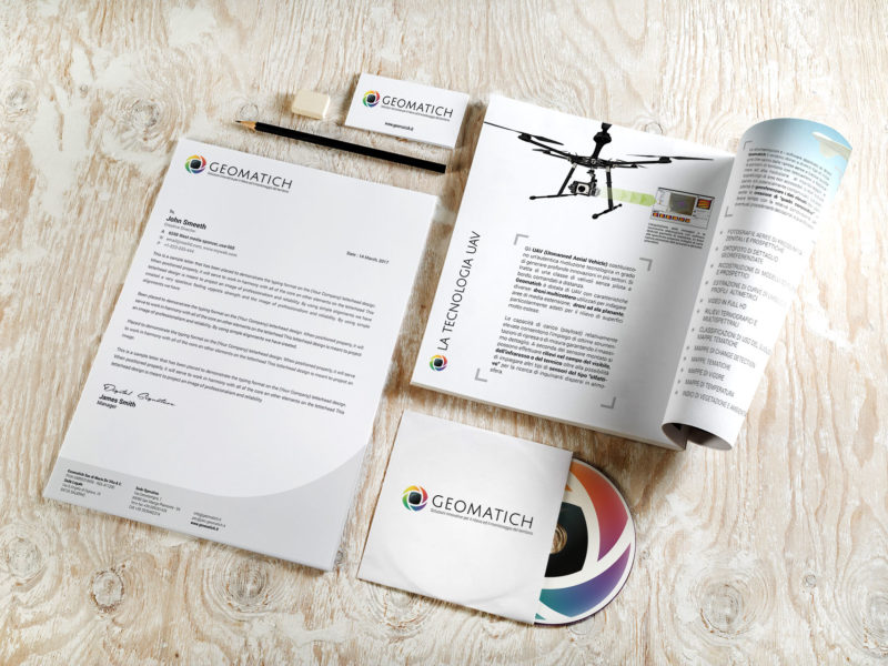 Immagine coordinata e brochure promozionale per un azienda specializzata nell'analisi aerea di terreni
